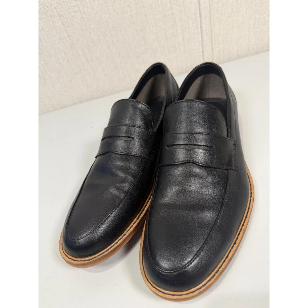 Seven 91 Mens Black Penny Loafers Dress Shoes Size 9 EUR 42 Slip On Casual